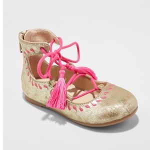 Osh Kosh Girls' Gold Trinity Ballet Flats NWOT